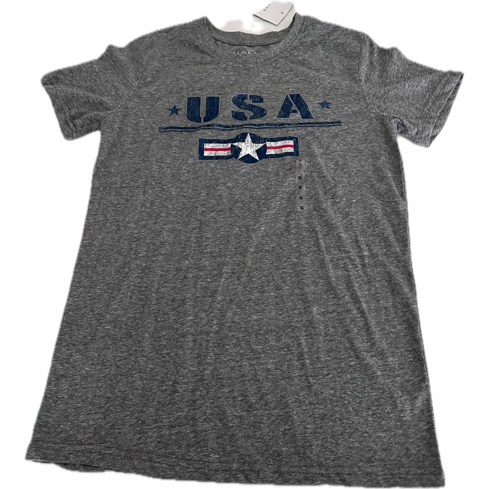 Home of the Brave Graphic Tee Boys Small S Gray NEW USA Patriotic Short Sleeve